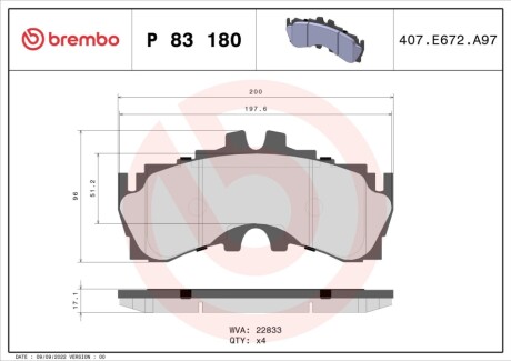 Klocki ham. LEXUS LS BREMBO P83180