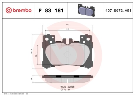 Klocki ham. ty BREMBO P83181