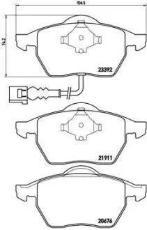 Комплект гальмівних колодок передн, AUDI A3, A4 B5, A6 C4, TT SEAT IBIZA III, LEON, TOLEDO II SKODA OCTAVIA I VW BORA, BORA I, GOLF III, GOLF IV, NEW BEETLE, PASSAT B3/B4 1.4-3.2 06.91-06.14 BREMBO P85045