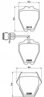 Фото Колодки гальмівні (передні) Audi 100/A6/A8 91-02 (з датчиком) BREMBO (P85 054) зображення 1