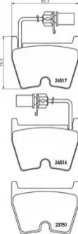 Комплект гальмівних колодок передн, AUDI A4 B7, A5, A6 C5, R8, R8 SPYDER 4.2/5.2 07.02 BREMBO P85132
