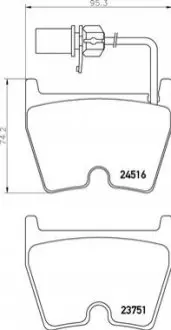 Комплект гальмівних колодок передн (без комплектуючих), AUDI A4 B7, A4 B8, A5, A6 C5, R8, R8 SPYDER 4.2/5.2 07.02-01.17 BREMBO P85138