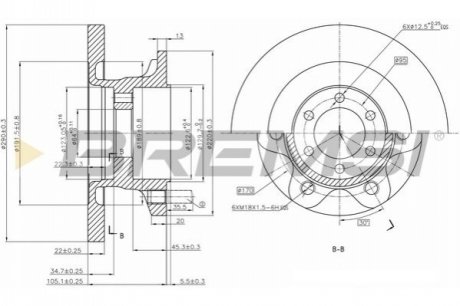 Гальмівний диск зад. Sprinter/Crafter 06- 5.0t (303x28) BREMSI CD5312V