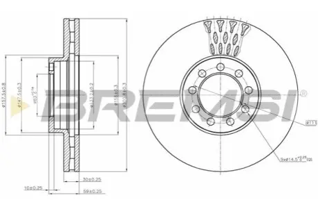 Фото Диск гальмівний (передній) Iveco Daily IV 06-11 (300.8x30) BREMSI (CD5329V) зображення 1