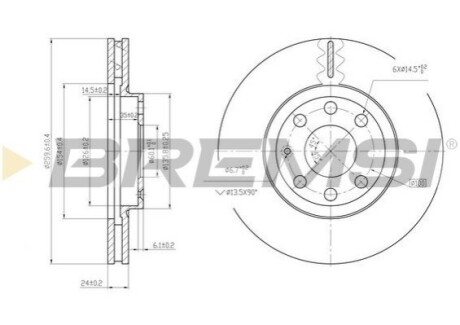 Тормозной диск перед. Combo 1.7DI/DTI 01- (вент.) (260x24) BREMSI CD7131V