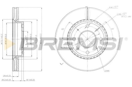 Гальмівний диск перед. KIA Cerato 04- (275x26) BREMSI CD7528V