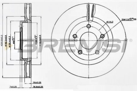 Тормозной диск перед. Qashqai/Juke/X-Trail/Kaleos I 07- (295x26) BREMSI CD7589V