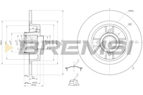 Тормозной диск зад. Megane I/Scenic -03 (275x11) (с подшипником)) (+ABS) BREMSI CD7641S