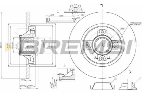 Тормозной диск зад. Berlingo/Partner 08- (с подшипником) BREMSI CD7735S