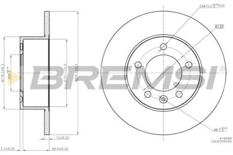 Тормозной диск зад. Master/Movano 10- (305x12) BREMSI CD7975S