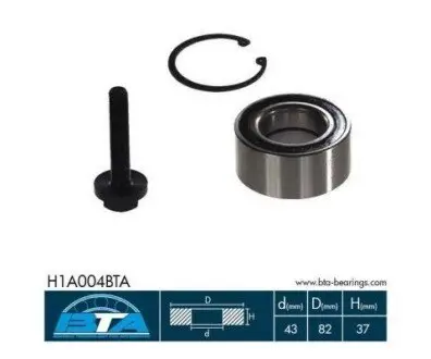 Підшипник маточини (передньої) Audi 100/200/80/A6/A8 -97 (43x82x37) BTA H1A004BTA Купити в Україні