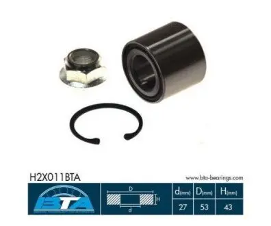 Комплект підшипника колеса задн Лів/Прав (27x53x43) OPEL CORSA C, TIGRA 1.0-1.8 09.00-12.12 BTA H2X011BTA Купити в Україні