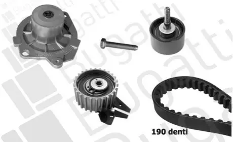 Фото Комплект ГРМ + помпа Fiat Bravo/Doblo/Punto1.9JTD 96- (24x190z) BUGATTI (KBU5013A) зображення 1