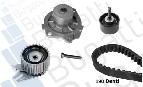 Фото Комплект ГРМ + помпа Opel Astra H/Fiat Doblo/Suzuki SX4 1.9D 04- (24x190z) BUGATTI (KBU5013E) зображення 1