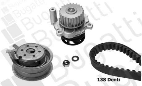 Комплект ГРМ + помпа Skoda Fabia/Octavia/VW Caddy/Golf/Passat/T5 2.0/2.4D 99- (23x138z) BUGATTI KBU5113A Купити в Україні