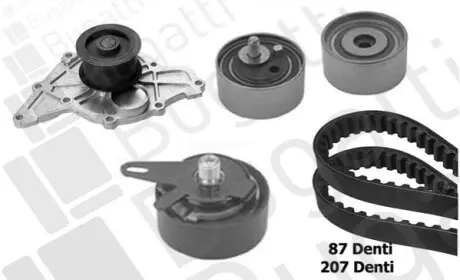 Фото Комплект ГРМ + помпа Audi A4/A6/A8/Skoda SuperB/VW Passat B5 2.5TDI 97-08 (30x207z/24x87z) BUGATTI (KBU5115A) зображення 1
