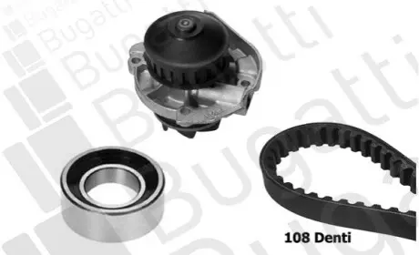 Фото FIAТ К-т ГРМ (помпа + ремень 108 зубцов + ролик) PUNTO 1.2 93- BUGATTI (KBU5945B) зображення 1