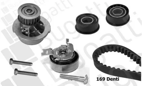 Комплект ГРМ + помпа Opel Astra F/Vectra B 1.4/1.6 16V 94-05 (20x169z) замінено на 1987946991 BUGATTI KBU7204A Купити в Україні