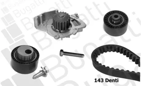 Фото РЕМЕНЬ ГРМ CITROEN JUMPER 02> КОМПЛЕКТ [+] НАСОС ОХЛ. ЖИДКОСТИ 2.2 HDI BUGATTI (KBU7409D) зображення 1