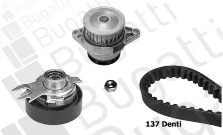 Фото Комплект ГРМ + помпа VW Caddy/Golf/Seat Ibiza/Skoda Octavia 1.6 92-04 (19x137z) BUGATTI (KBU8704B) изображение 1