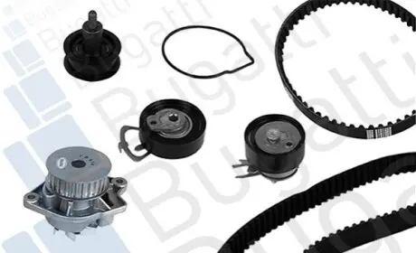 Комплект ГРМ + помпа VW Caddy/Golf/Polo/Skoda Fabia 1.4 99- (20x130z/17x58z) (замінено на KP45565XS) BUGATTI KBU8710D Купити в Україні