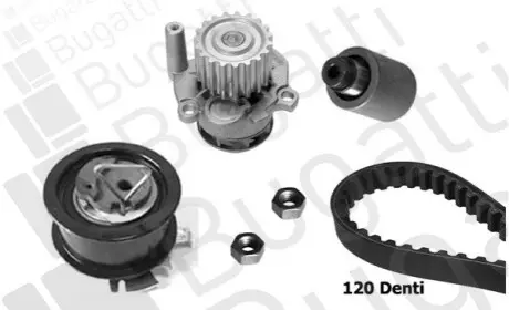 Фото Комплект ГРМ + помпа Audi A3/VW Caddy III/VW T5 1.4-2.0 TDI 03- (30x120z) BUGATTI (KBU8712B) зображення 1