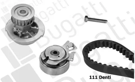 Фото Комплект ГРМ + помпа Chevrolet Aveo/Kalos/Daewoo Lanos/Nexia 1.3-1.5 95- (17x111z) BUGATTI (KBU9102A) зображення 1