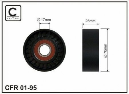 Ролік поліклинового паса PSA 1.6/1.8/2.0 16V 94- +AC CAFFARO 0195 (фото 1)