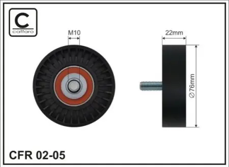 Ролик генератора Hyundai Terracan 2.9D 99-(76x22x10)(пластик/гладкий) CAFFARO 02-05