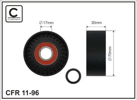 70x17x28 Ролик направл.паска поликлин. BMW 1 E81, 3 E90 3.0 09.06- CAFFARO 1196