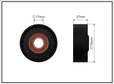 Фото Ролик паска приводного Toyota Avensis sedan (T25) 03 - 08 (70x17x27) CAFFARO (11-97) изображение 1