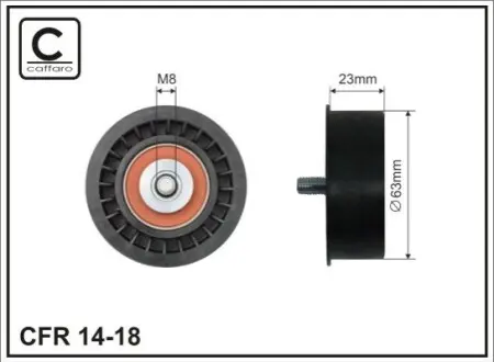 63X8X23 Ролик паска приводного Opel 1.6 16V 93- CAFFARO 14-18