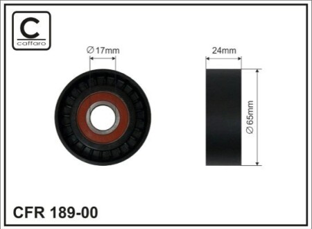 НАТЯЖНИК ПОЛІКЛИНОВОГО РЕМНЯ AUDI/ SEAT/ SKODA/ VW 1,2-1,6TSi/ FSi/ TFSi (РОЛІК) CAFFARO 189-00