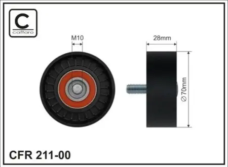 Ролик генератора Hyundai Tucson/Santa Fe 2.0/2.2CRDi 04-12 (70x27.5) (паразитний) CAFFARO 211-00 Купити в Україні