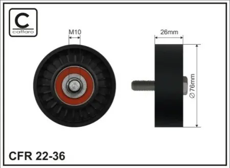 Ролик генератора Skoda Octavia/VW Golf IV 1.4-1.6 96-10 (паразитний) (76х26) CAFFARO 22-36 Купити в Україні