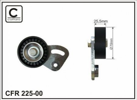 Ролик генератора BMW 5 (E39)/7 (E38) 96-01(70х25)(пластик/гладкий/с кронштейном) CAFFARO 225-00 (фото 1)