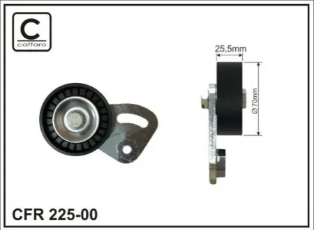 Ролик генератора BMW 5 (E39)/7 (E38) 96-01(70х25)(пластик/гладкий/с кронштейном) CAFFARO 225-00