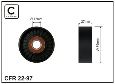 Ролик генератора MB Sprinter W906 2.0-2.3 02-(76x28x17)(пластик/гладкий) CAFFARO 22-97