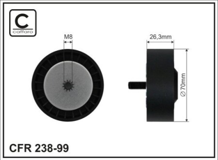 70x8x26,3 Ролик паска приводного Bmw 1 E81, 3 E90 2.0d/3.0d 09.04- CAFFARO 238-99