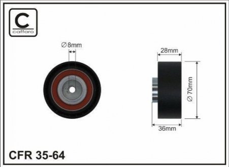 70x8x28,5 Ролик паску приводного Audi 100 2.5D 90- CAFFARO 35-64 (фото 1)