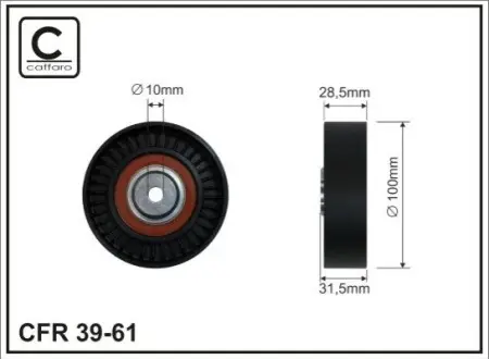 Ролик генератора Lancia Delta, Lybra 1.8/2.0 92-10 (пластик/гладкий)(100x28x10) CAFFARO 39-61