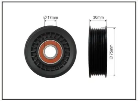 Ролик натяжной 75x17X26,5 plastik CAFFARO 46300