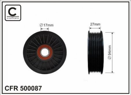 Ролик генератора Land Rover Discovery, Range Rover 94-04 (пластик/7PK)(94x27x17) CAFFARO 500087 (фото 1)