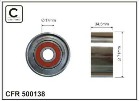 Ролик генератора Mazda 6 07-13 (паразитний) (71x35) CAFFARO 500138
