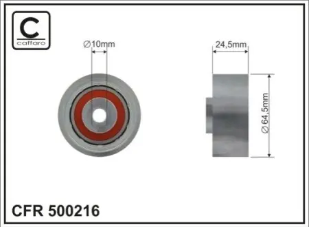 64,5x10x24,5 metal Ролик направлячий паса ГРМ Audi 100 2,5TDI 90- CAFFARO 500216 Купить в Украине