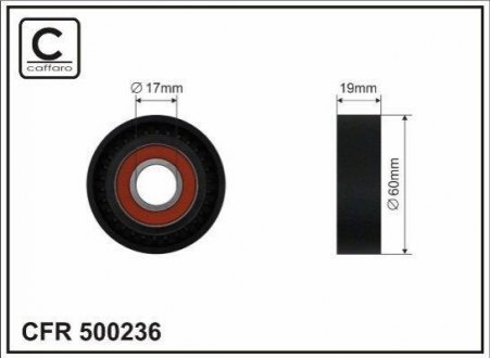 (60x17x19) Ролік натяжника паска поліклинового Smart Fortwo, 09- CAFFARO 500236