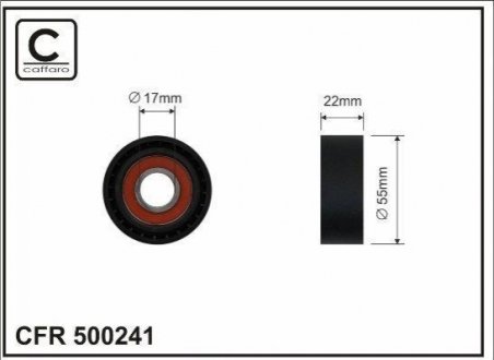 Натяжний ролик, полікліновий ремінь (55x22x17)(пластик/гладкий) CAFFARO 500241