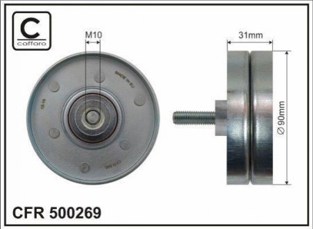 Ролик генератора Ford Connect 1.8D/TDCI 02- (+AC) (90x30x10) (метал/гладкий)) CAFFARO 500269 (фото 1)