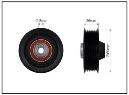 Ролик генератора MB OM601-603 (69x22,5x8)(пластик/6PK) CAFFARO 500360