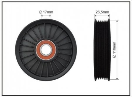 Ролик AUDI, SEAT SKODA (110x23,5x17)(пластик/6PK) CAFFARO 500478 (фото 1)